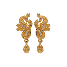 ELEGANT HANGING  GOLD STUD WITH PEACOCK DESIGN 